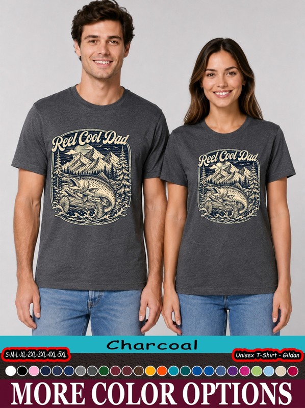 Reel Cool Dad Mountain Fish T-Shirt, Vintage Trout Outdoor Gift gallery