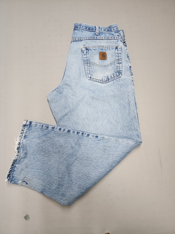 Carhartt Jeans Mens 38×30 Blue Denim Loose Fit Boot Cut Utility Pocket B167 DST