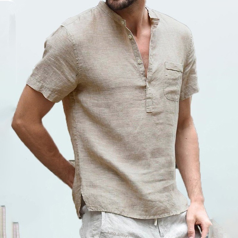 Summer New Men’s Short-Sleeved T-shirt Cotton and Linen Led Casual Men’s T-shirt