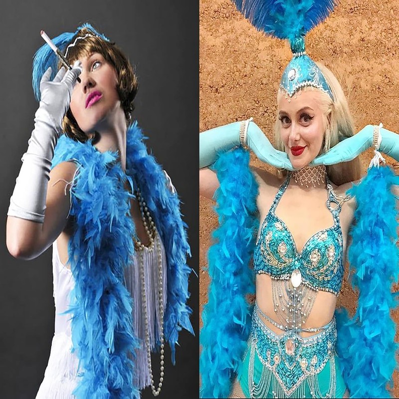 Vibrant Turquoise Feather Boa - for Christmas & Concerts gallery