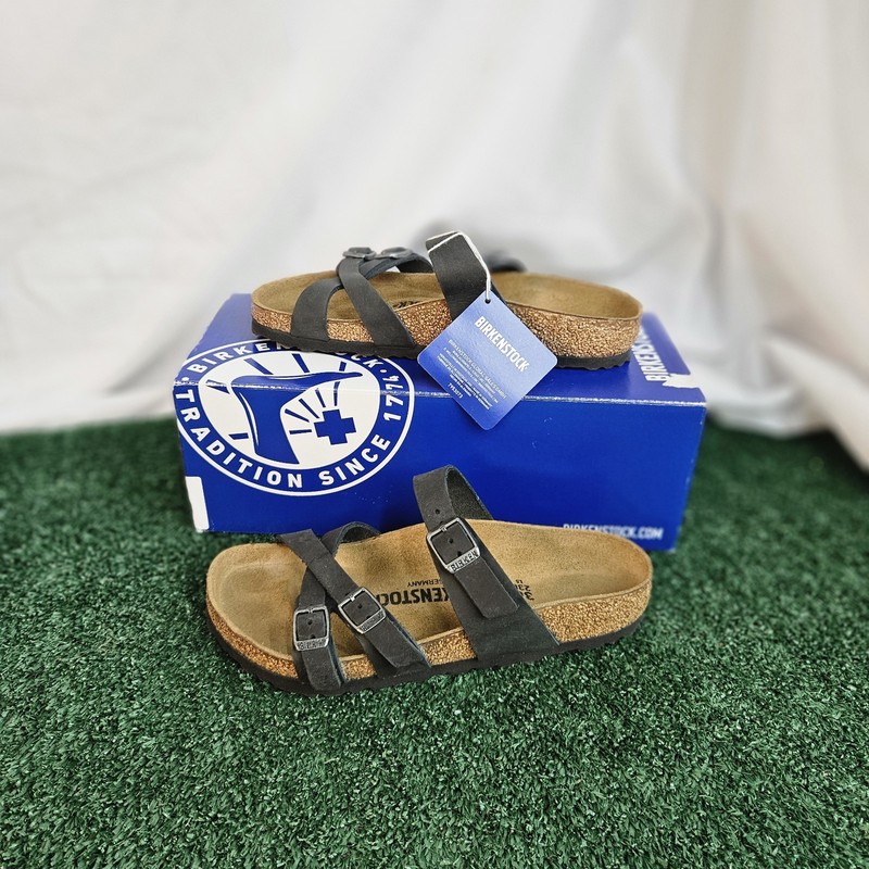New BIRKENSTOCK Franca Size 5 / 36 Regular Black Waxy Leather Women’s Sandals