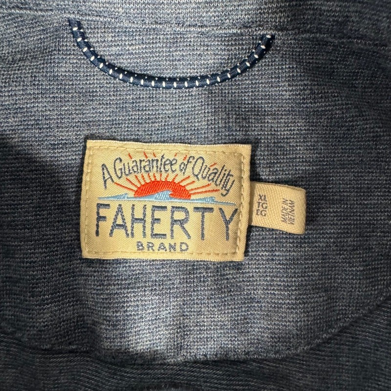 Faherty Mens Pima Cotton Modal Blend Short Sleeve Polo Shirt Blue XL Heathered gallery