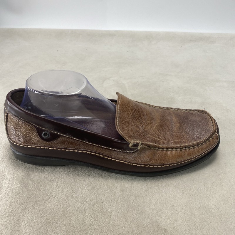 Johnston Murphy Mens 11.5 M Two Toned Tan Brown Leather Slip On Loafers 20-8521