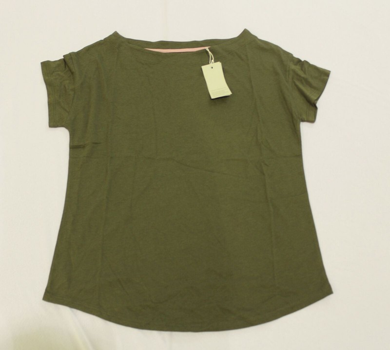 Boden Women’s Supersoft Slash Neck S/S Cotton Blend Tee BE5 Khaki Size 12 (US 8)