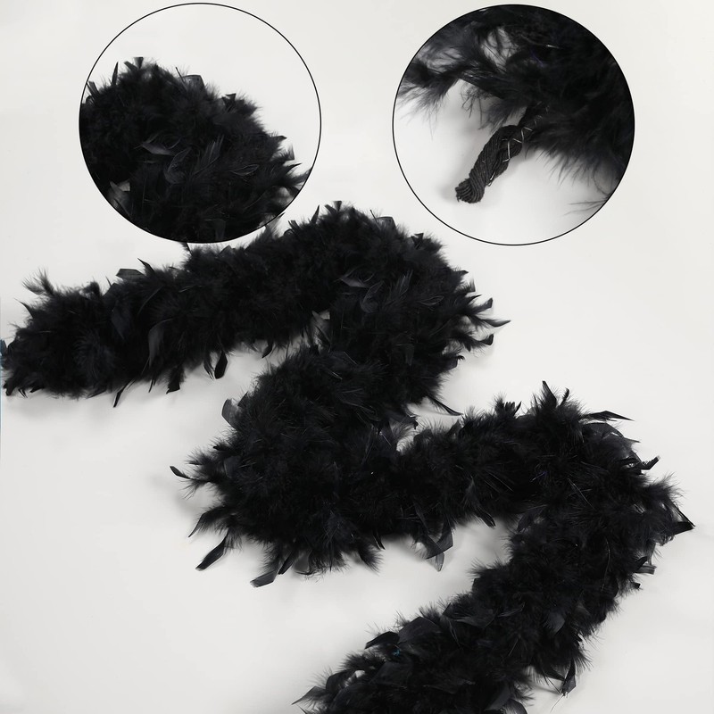 Larryhot Black Fluffy Feathers Boa - 80g 2Yards Boas for 80g, gallery