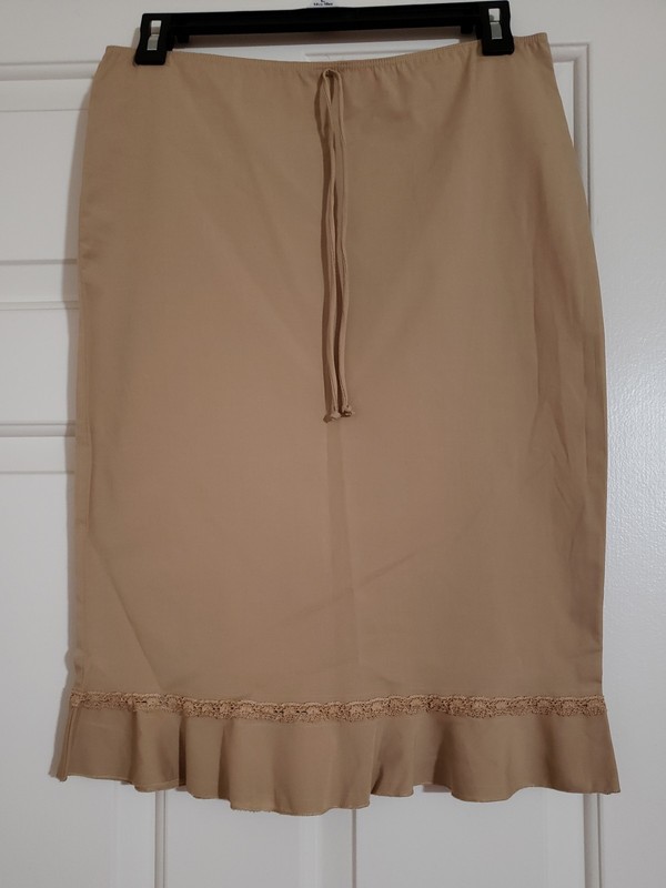 Rampage Pencil Midi ruffle career casual party Skirt Size Small tan Color