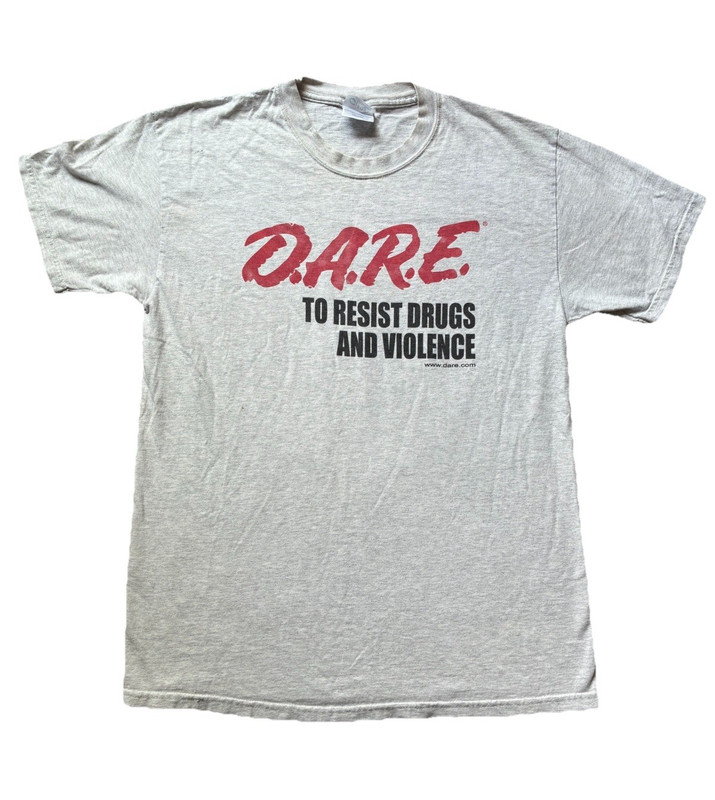 Port and Company Vintage D.A.R.E. Graphic Logo Gray T-Shirt Unisex M Crew Neck