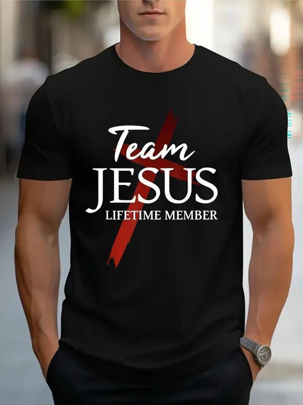 Team Jesus T Shirt Christian Faith Graphic Casual Crew Neck Gift Tee