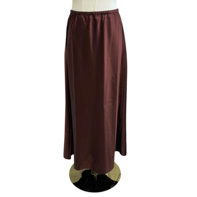 Eileen Fisher Small Stretch Silk Charmeuse Bias Cut Midi Skirt Redwood NWT $278