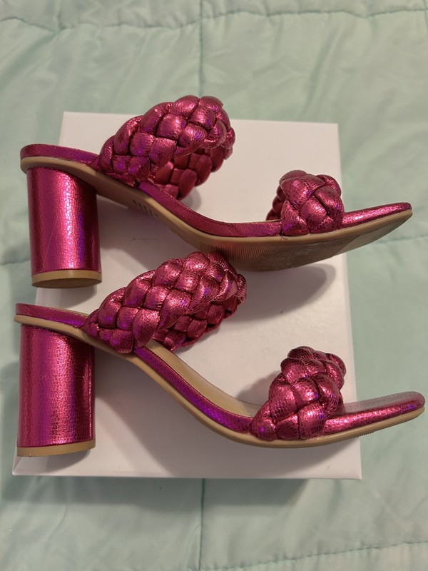 A New Day Women's Metallic Hot Pink Mule Sandals Size 7.5 gallery