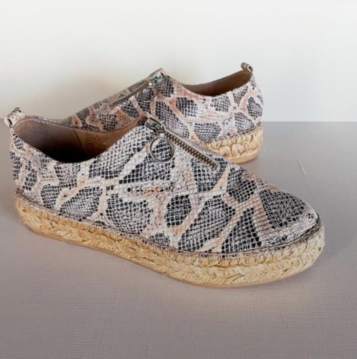 Eric Michael Snakeskin Embossed Leather Espadrille Platform Size 8.5 Used