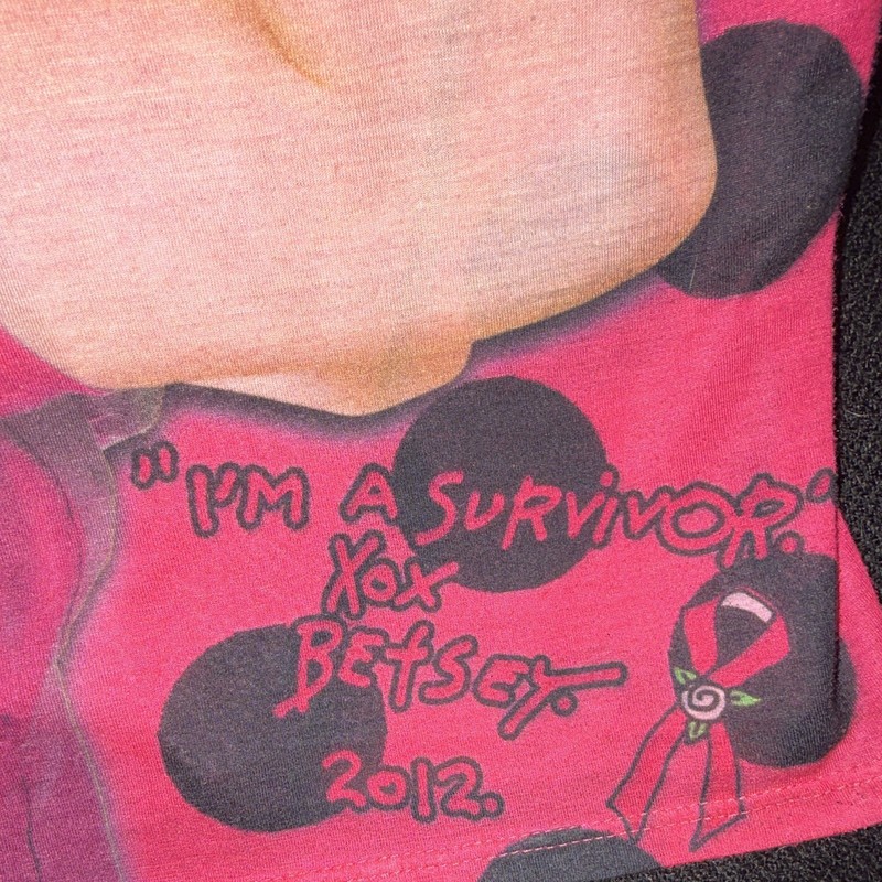 Vintage 2012 Betsey Johnson Pink/Black Polka Dot Scarf Rosie the Riveter tank