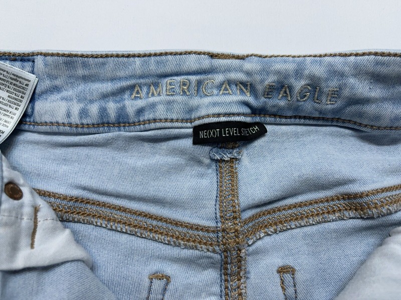 American Eagle Button Fly Jeans Womens Size 6 Wide Leg 26x28 Stretch Blue Denim gallery