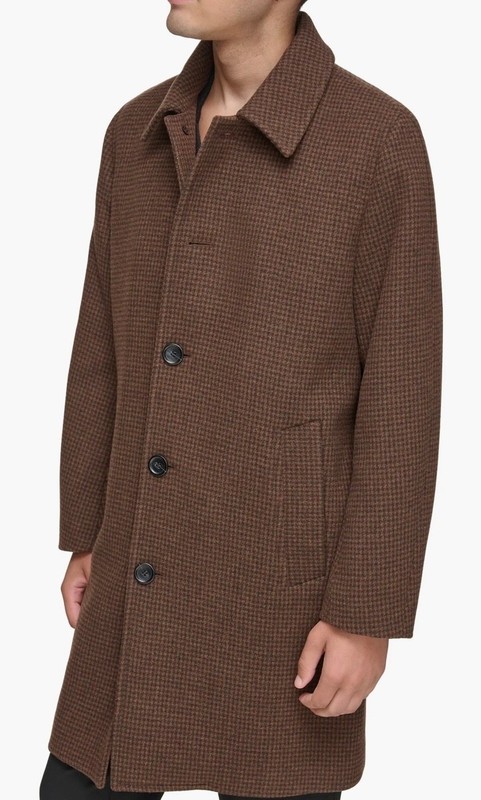 Andrew Mark Mens Wool Blend Brown Long Coat Lage