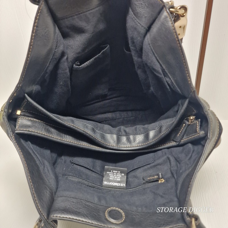 Liz Claiborne Women's Everyday Black Shoulder Bag, Brown Stitching, #LC-1441-P gallery