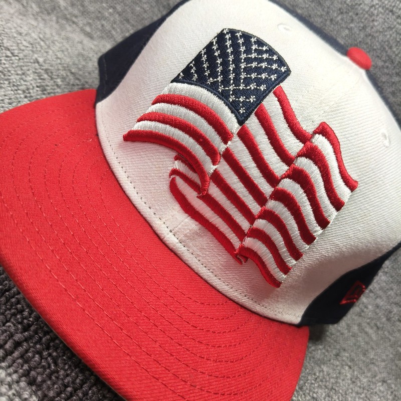New Era USA 59FIFTY Fitted Flat Brim Red White Blue Hat 7 1 2 gallery