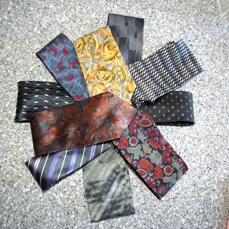 Lot of 10 Men’s Neckties/Ties All Have Gray in Them Various Widths & Brands