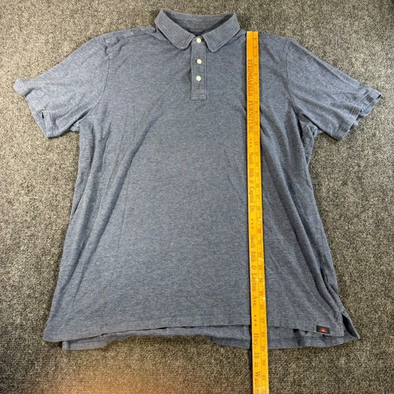 Faherty Mens Pima Cotton Modal Blend Short Sleeve Polo Shirt Blue XL Heathered gallery