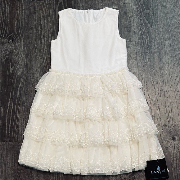LANVIN***Ivory White Flower Girl Party Dress**size 6 $1087