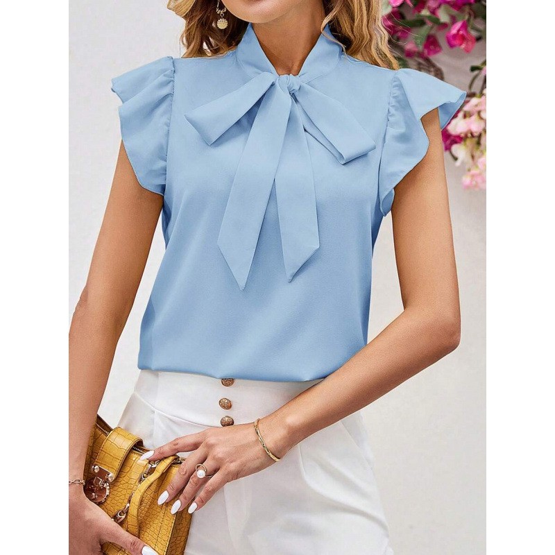 NEW European And American-style Elegant Blouse With A Bow Tie Sizes S-XXL gallery