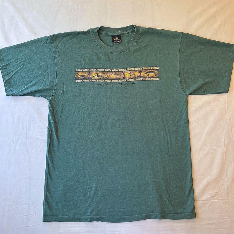 VTG 90s Moab Utah Petroglyph Tee XL Prairie Mountain Made in USA Single Stitch