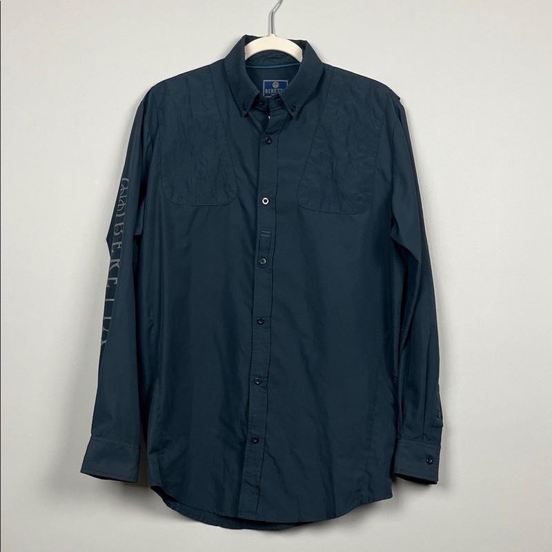 Beretta Long Sleeve Button Front Hunting Shooting Shirt Navy SZ M