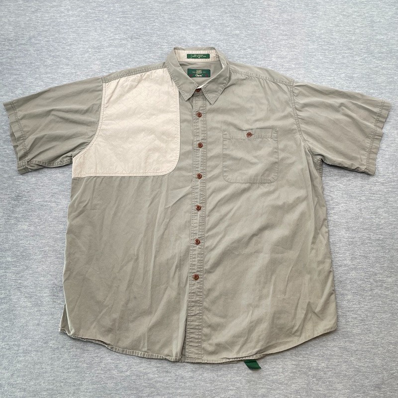 Orvis Shooting Shirt Mens XL Gray Short Sleeve Quilted Shoulder Cotton Field