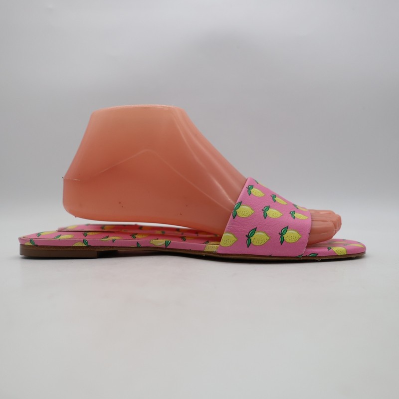 Larroude Bubble Gum Ivy Lemon Print Leather Women’s Size 9 Slip On Mules