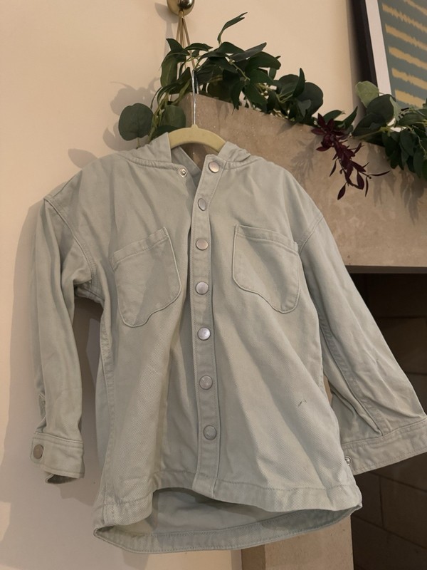 Mint Green Denim Button Down Shirt Jacket Thick Matalan Boys 5-6 Years