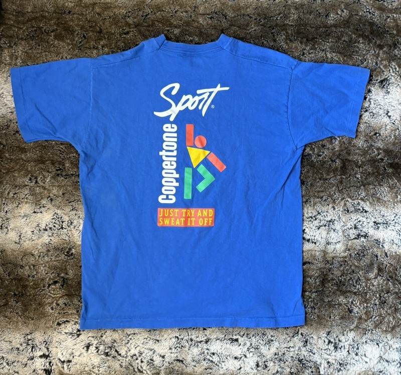 Vintage 80s Coppertone Sport Single Stitch T-Shirt Logo Double Sided Size XL