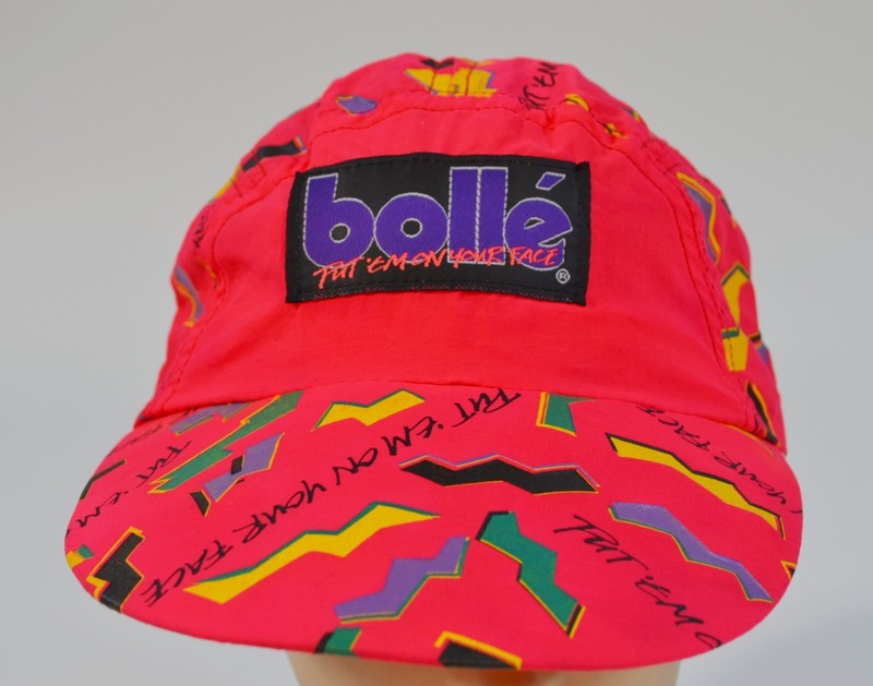 Vintage Bolle Sunglasses Neon Pink 80’s 90’s Hat Running Cycling Cap 5 Panel