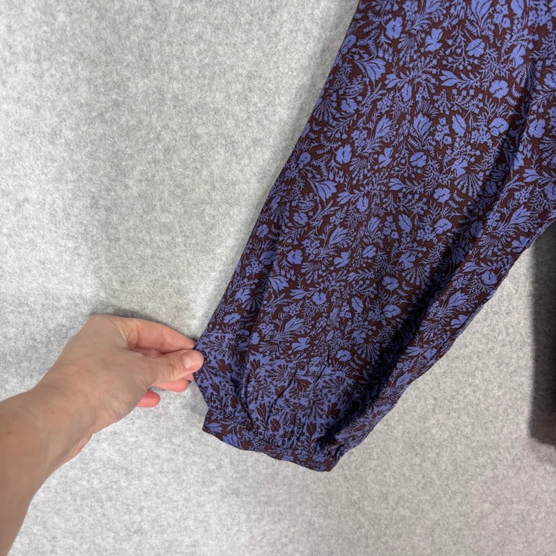 Knox Rose Peasant Blouse Medium Brown Purple Floral Feminine Popover Oversized gallery
