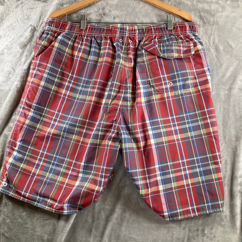 Mens Reversible Plaid and Solid Blue Swim Trunks Board Shorts Multicolored gallery