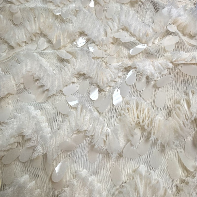 Anthropologie BLUE TASSEL Ivory Semi Sheer Top Sleeveless Embellished Women’s S gallery
