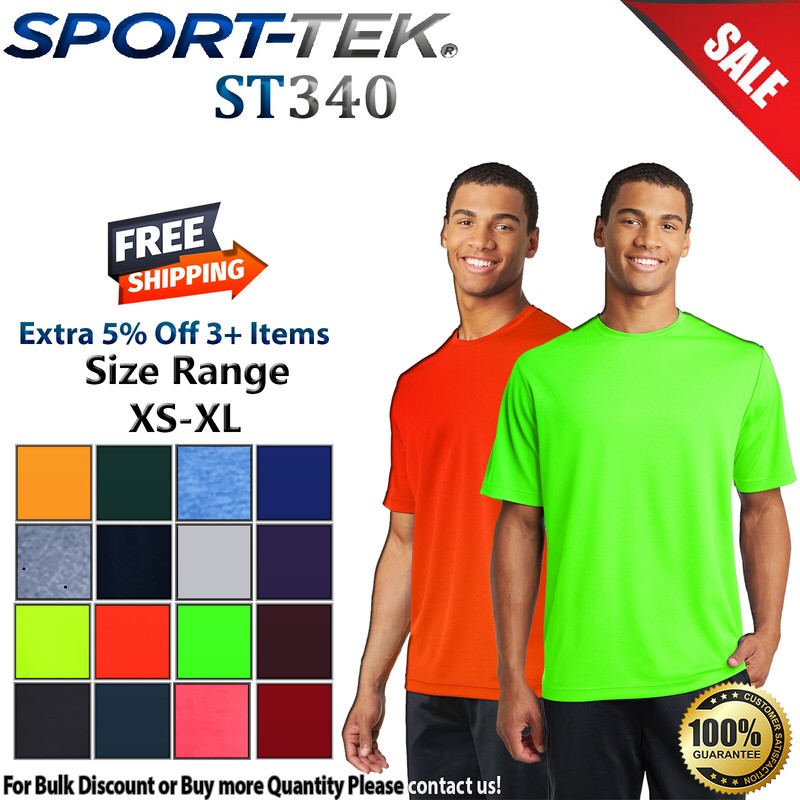 Sport-Tek ST340 Mens Short Sleeve PosiCharge RacerMesh Crew Neck Stylish T-Shirt