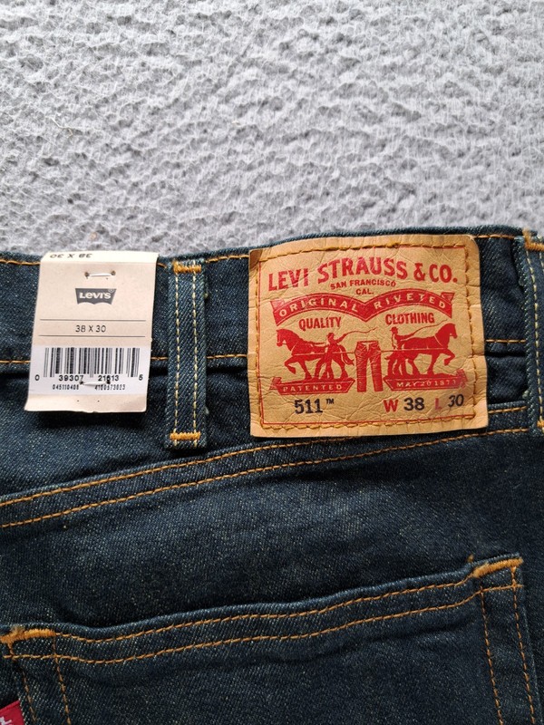Levis 511 Slim Fit Jeans Mens 38x30 Blue Dark Wash Rinsed Playa Stretch NEW NWT gallery