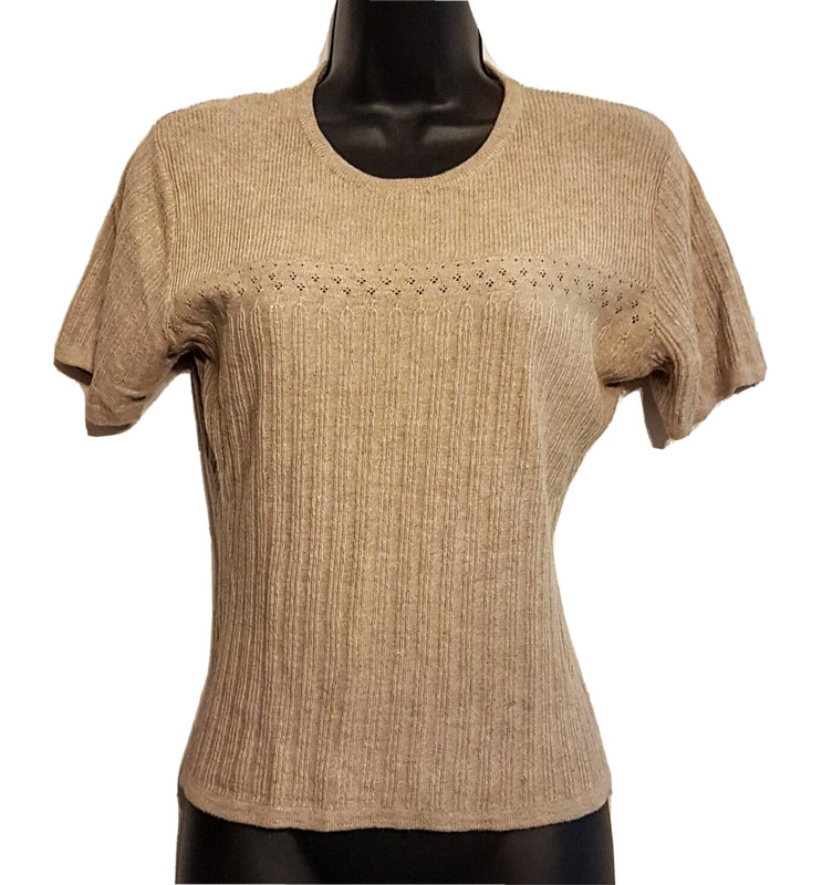 MB Designs Beige SWEATER size Medium Linen Cotton Blend Pullover Knit Top