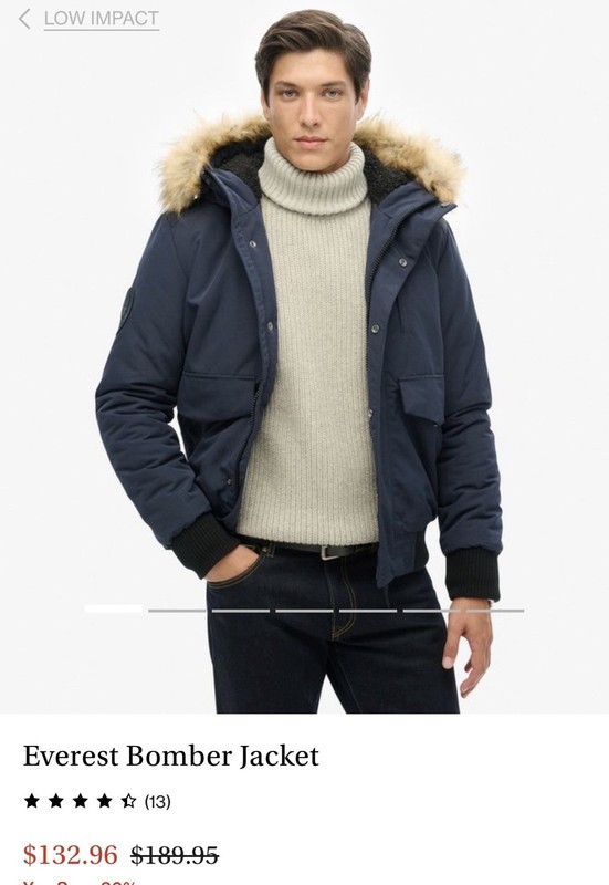 Superdry Men’s Navy Hooded Bomber Jacket Fur Trim Zip/Button Pockets Size L gallery