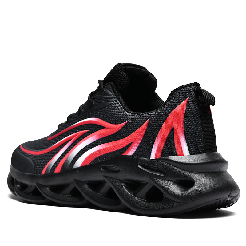Men's Flame Printed Sneakers Flying Weave Sports Shoes Lace-up Breathable Shoes gallery