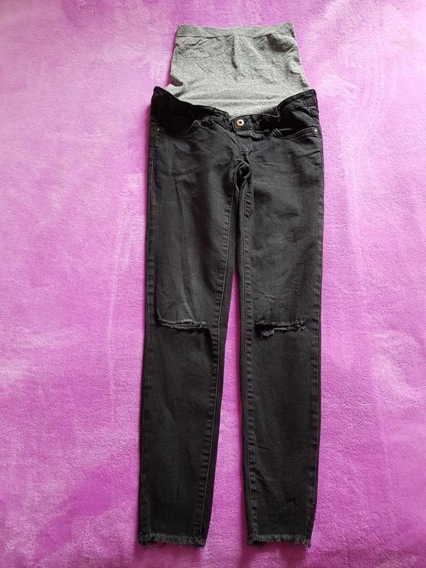 Blooming Marvellous maternity Size 10 over bump skinny ripped knee jeggings L28″
