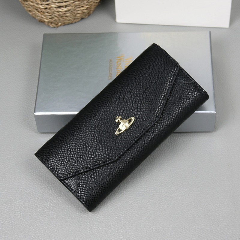 Vivienne Westwood black Saffiano Leather long Wallet