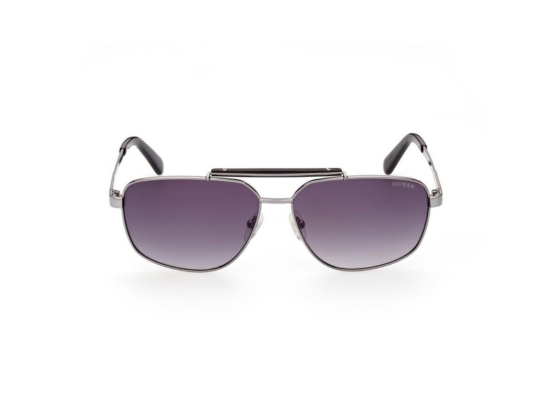 Guess GU00054 06B Silver Gray Aviator Sunglasses Metal Frame 61-14-140 Nose Pads