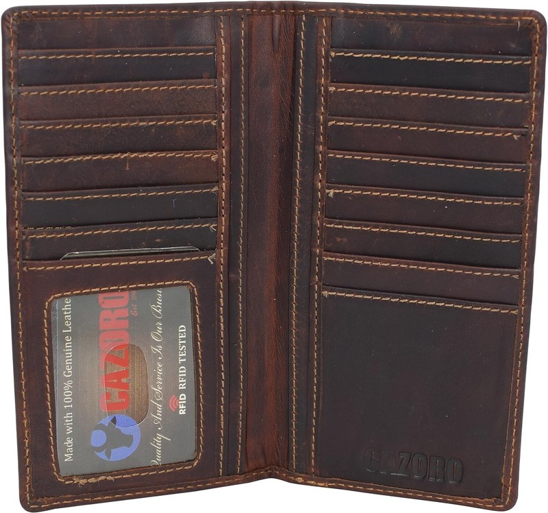 100% Genuine Leather, RFID, Bifold, Checkbook Wallet, buffalo vintage leather