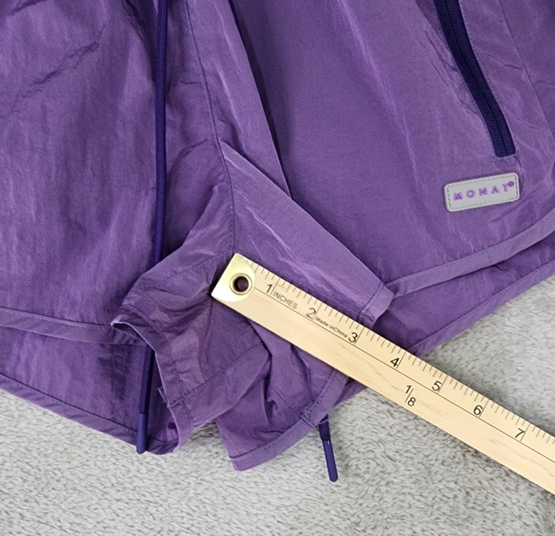 Monat Windbreaker Set Womens Medium Purple 1/2 Zip Pullover Jacket Runner Shorts gallery