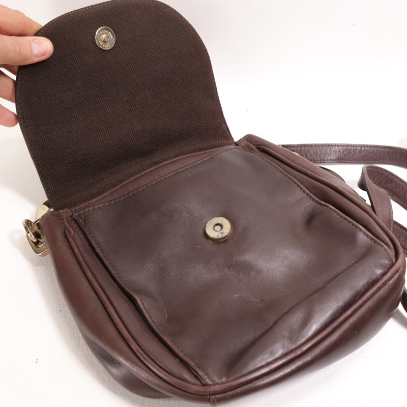 Vtg Leather Co Liz Claiborne Crossbody Handbag S Brown Purse Shoulder Bag Adj gallery