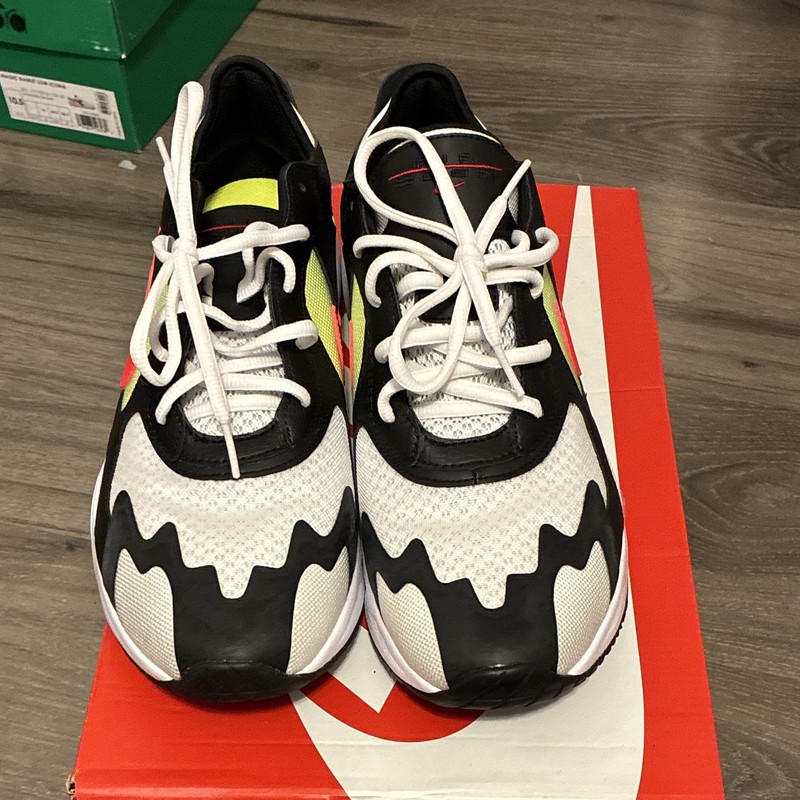 Nike Black/White/Red/Neon Yellow Colorblock Low Top Lace Up Sneaker