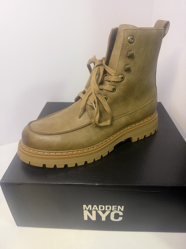 New Madden NYC Mens Faux Leather McCoyy Boots Comfort Foam Insole Taupe Size 12 gallery