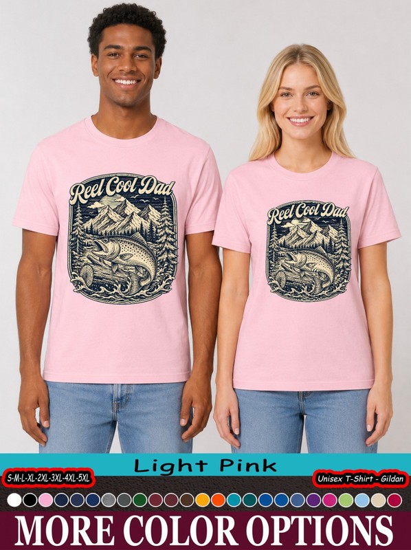 Reel Cool Dad Mountain Fish T-Shirt, Vintage Trout Outdoor Gift gallery