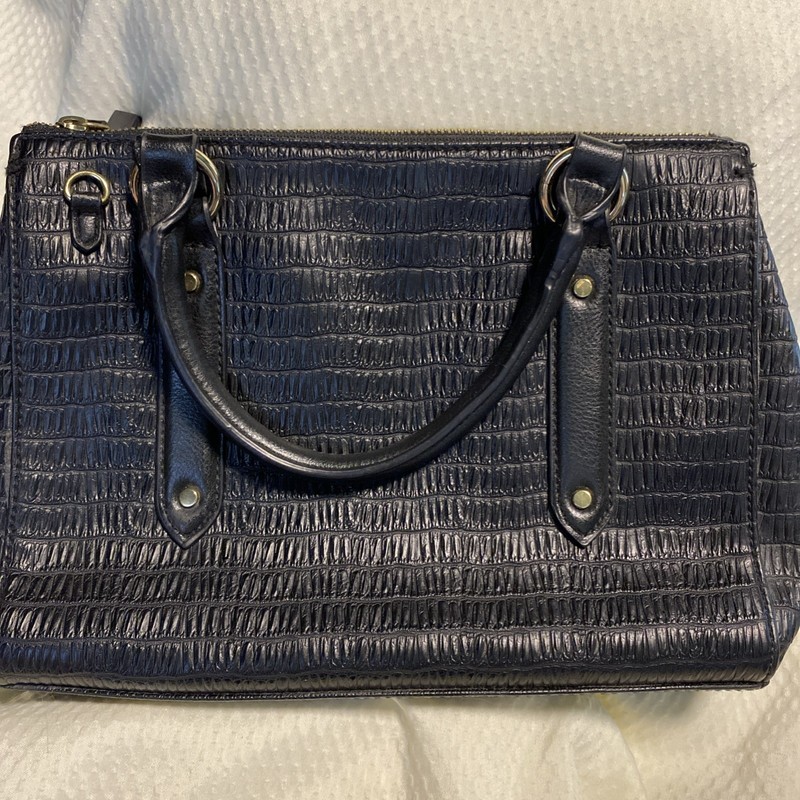 LIZ CLAIBORNE Black Glossy Croc Textured Top Handle Purse gallery