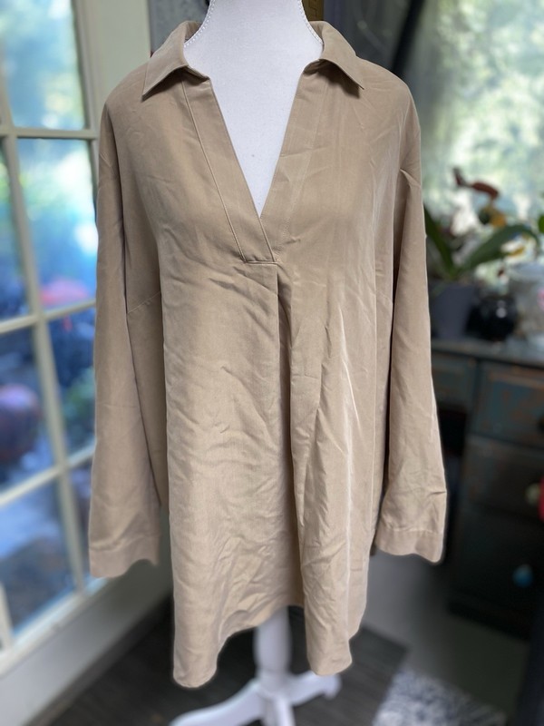 J Jill Tan Long Sleeve Tunic Top Super Soft Modal Blend Size Large (o)